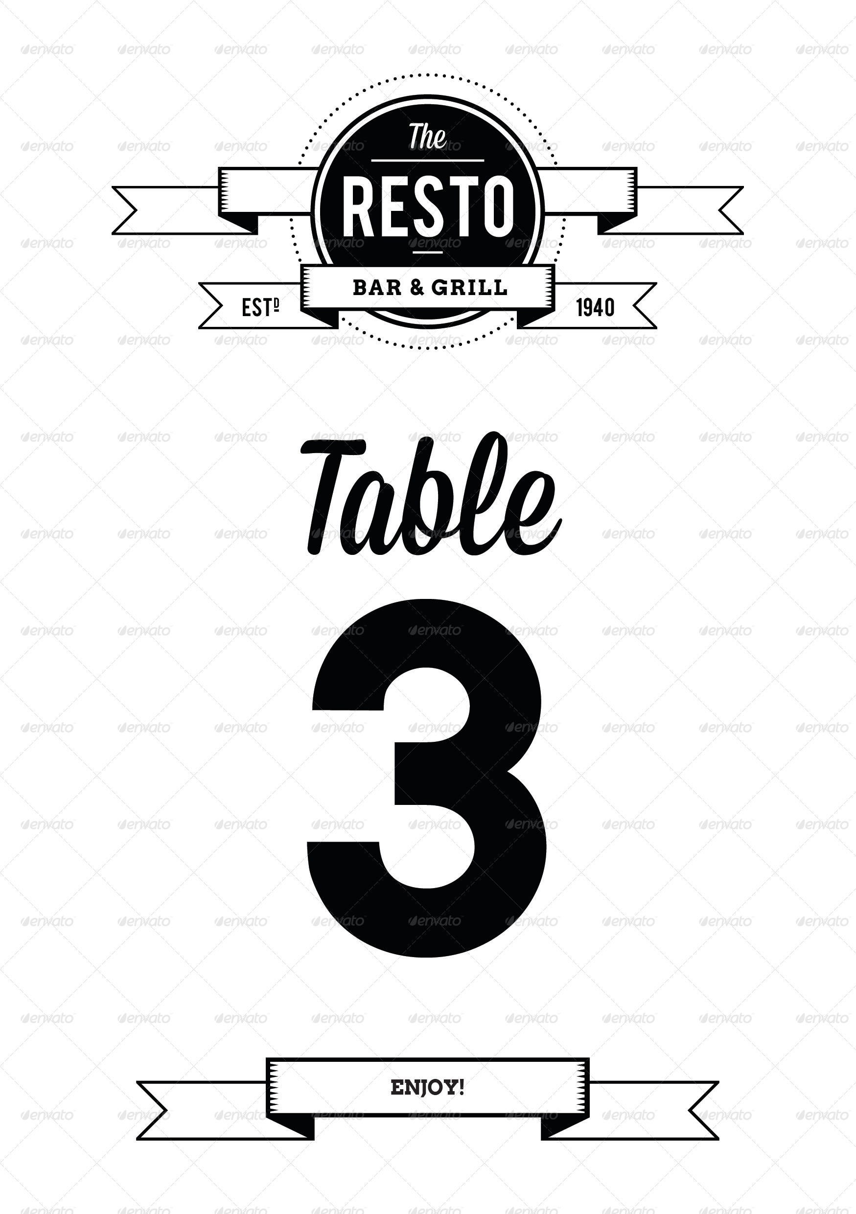 Restaurant Table Numbers Template : Design & Templates, Menu Templates